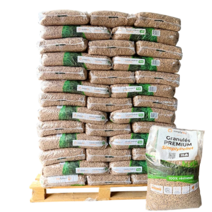 Granulés de bois SimplyPELLET – 100% résineux – 65 sacs 975kg